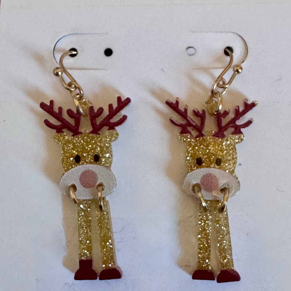 Glittery Reindeer Earrings